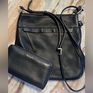 Vera Bradley Black Cross Body with Matching Wallet (comes with black dust bag)